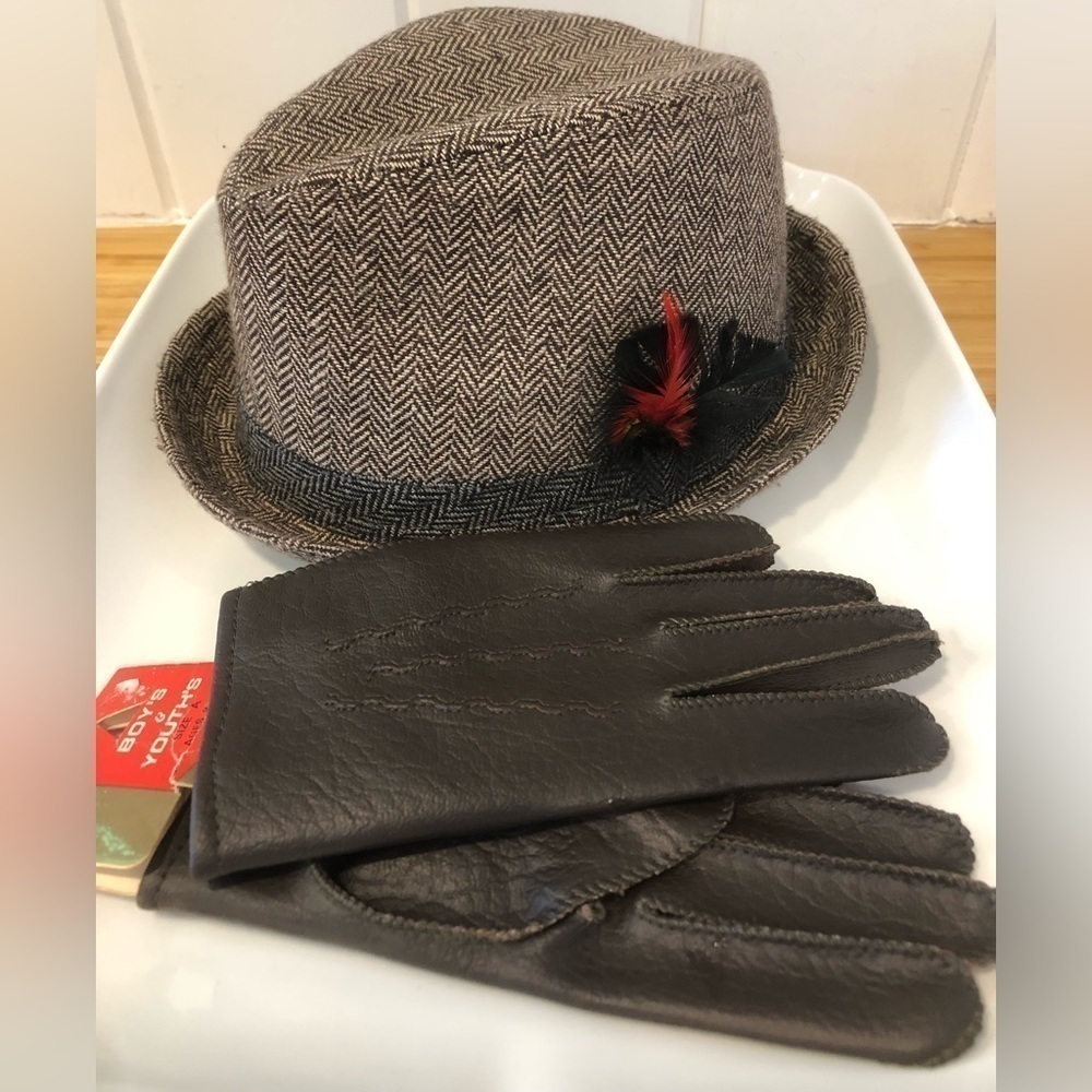 NWT Boys Fedora and Vintage Gloves. BOGO SALE.